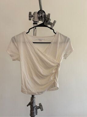 O'Neill Cream Wrap Ruched Crop Top